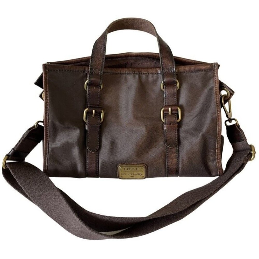 FOSSIL Maddox Vintage Convertible Crossbody Handbag Satchel Purse Bag Leather - Picture 3 of 12